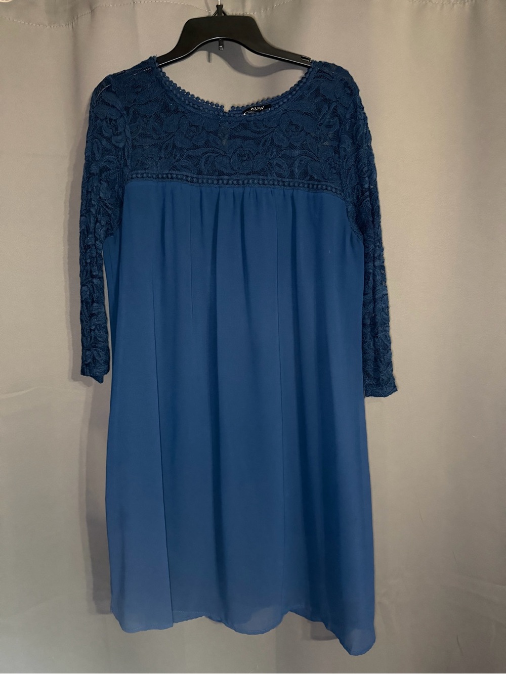 AUW Royal Blue Lace Bodice Long Sleeve Dress